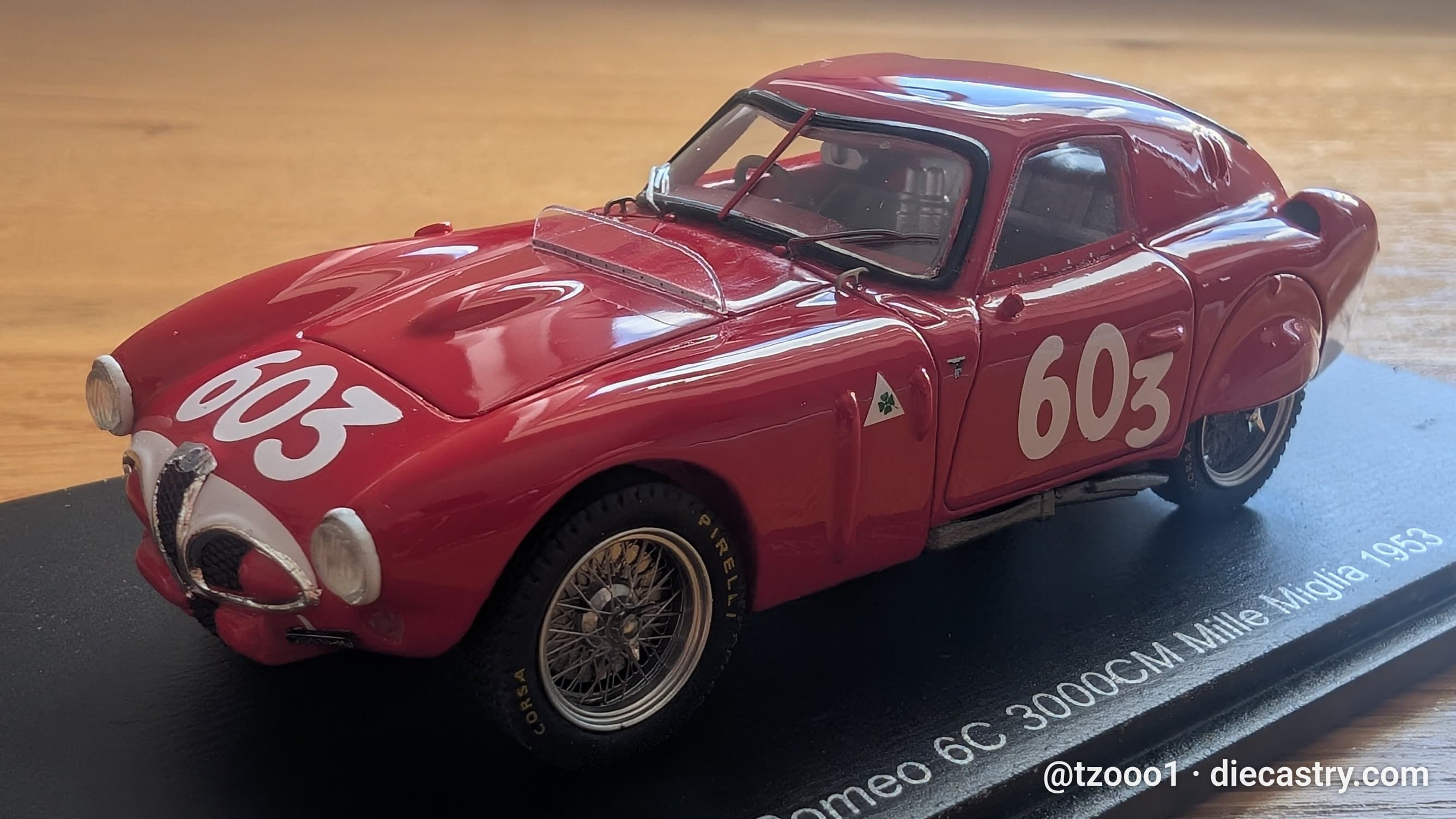 1953 Alfa Romeo 6C 3000CM MILLE MIGLIA 1:43 scale diecast model by SPARK Models in #603