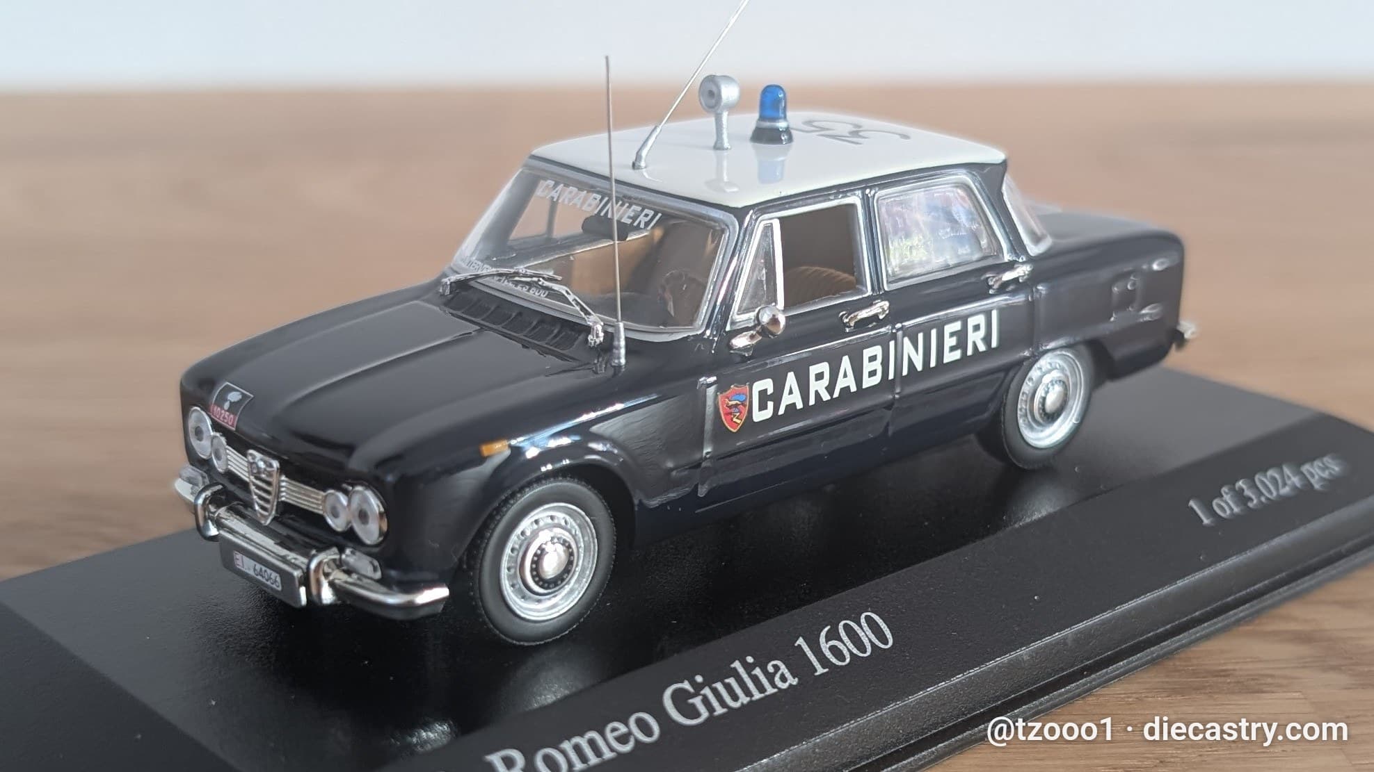 1970 Alfa Romeo Giulia 1600 CARABINIERI 1:43 scale diecast model by Minichamps in #35 carabinieri
