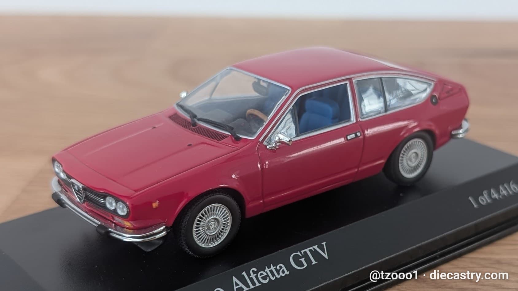 1976 Alfa Romeo Alfetta GTV 1:43 scale diecast model by Minichamps in Rosso Alfa