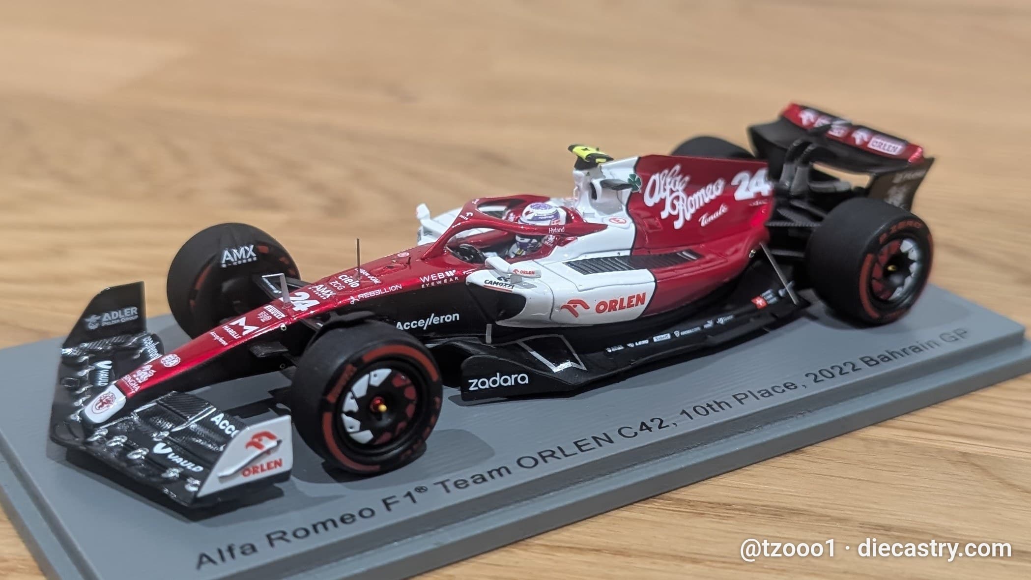 2022 Alfa romeo F1 Team ORLEN C42 / Bahrain GP 1:43 scale diecast model by SPARK Models in #24