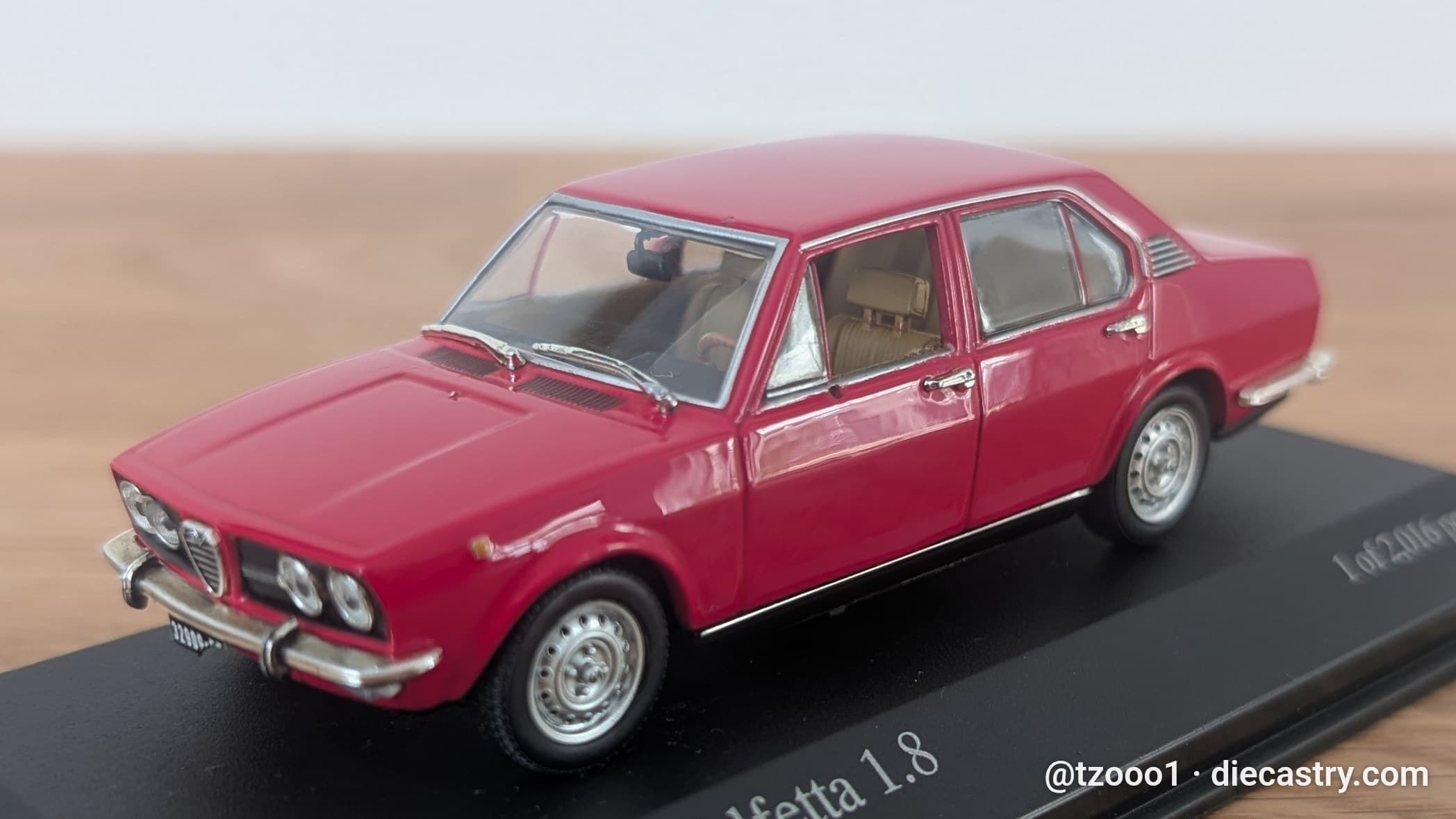 1972 Alfa Romeo Alfetta 1.8 1:43 scale diecast model by Minichamps in Rosso Alfa
