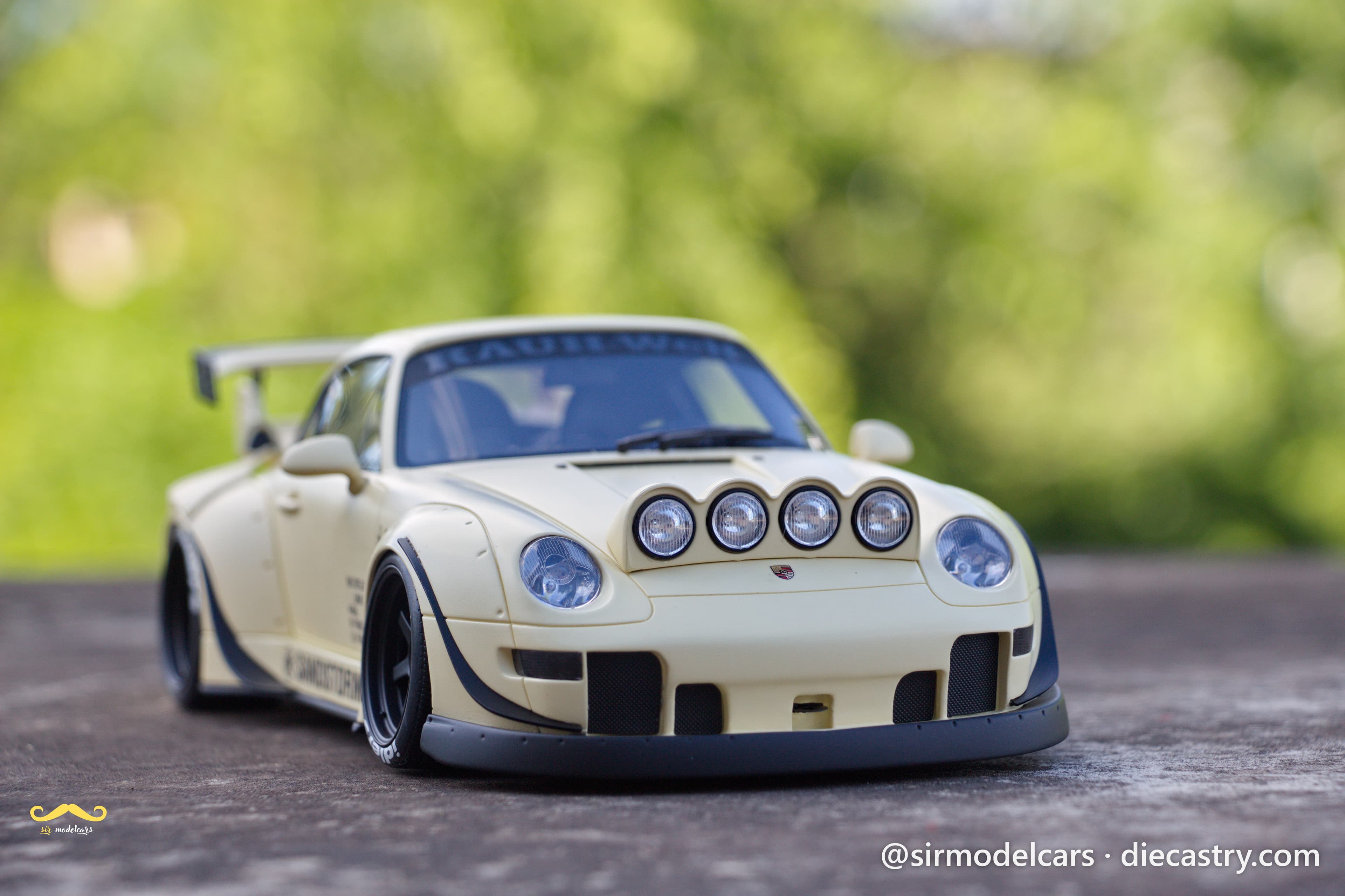 2023 Porsche 911 993 RWB Rauh Welt Coupe 1:18 scale diecast model by GT Spirit in Sandstorm Beige