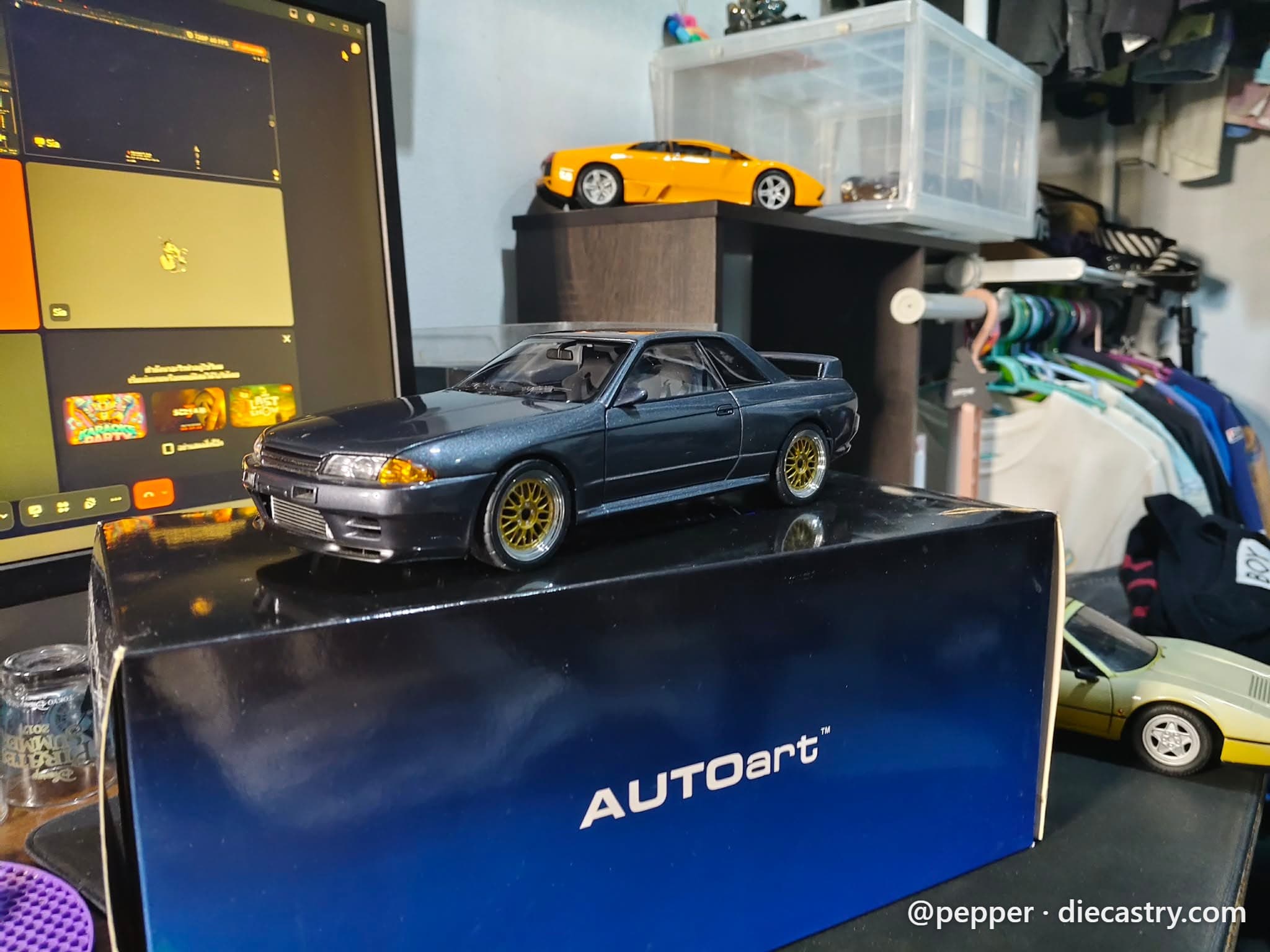 2018 Nissan Skyline GT-R (R32) Wangan Midnight "Reina" 1:18 scale diecast model by AUTOart in Gun Grey Metallic