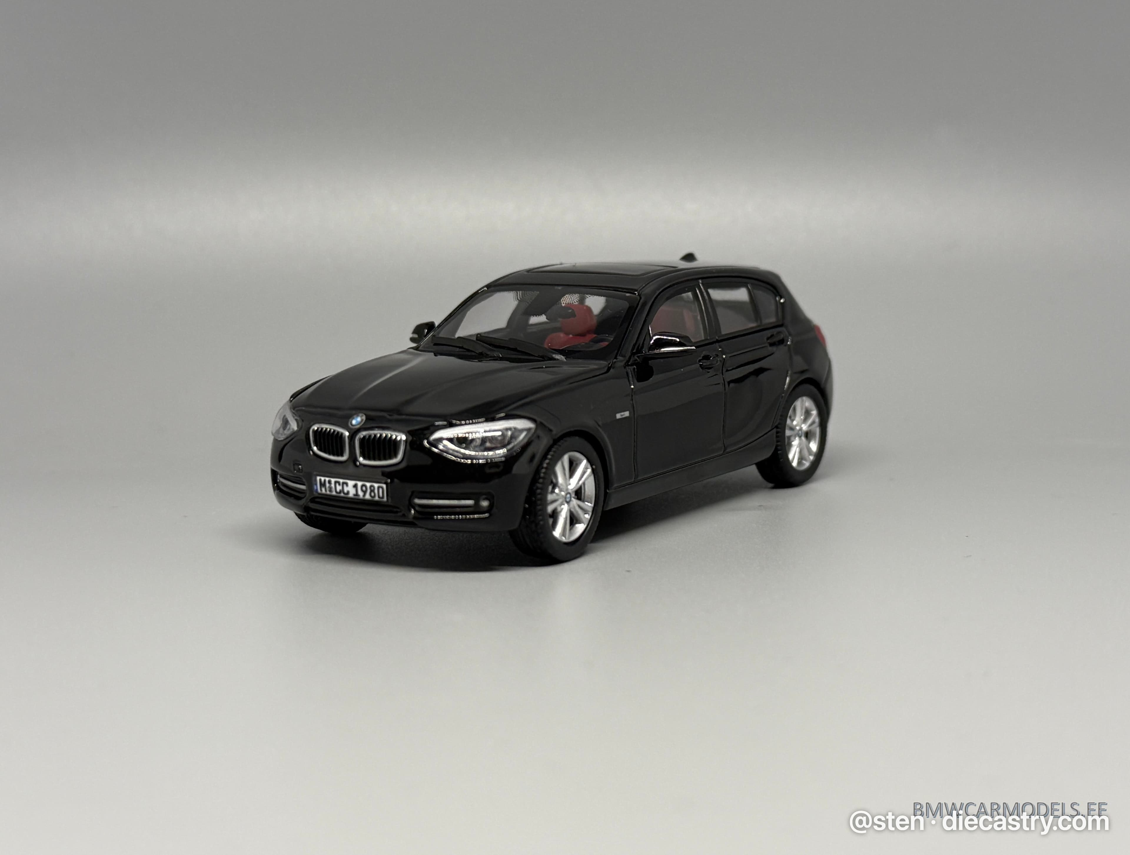 BMW 125i (F20) 1:43 scale diecast model by Paragon Models in Sapphire Black
