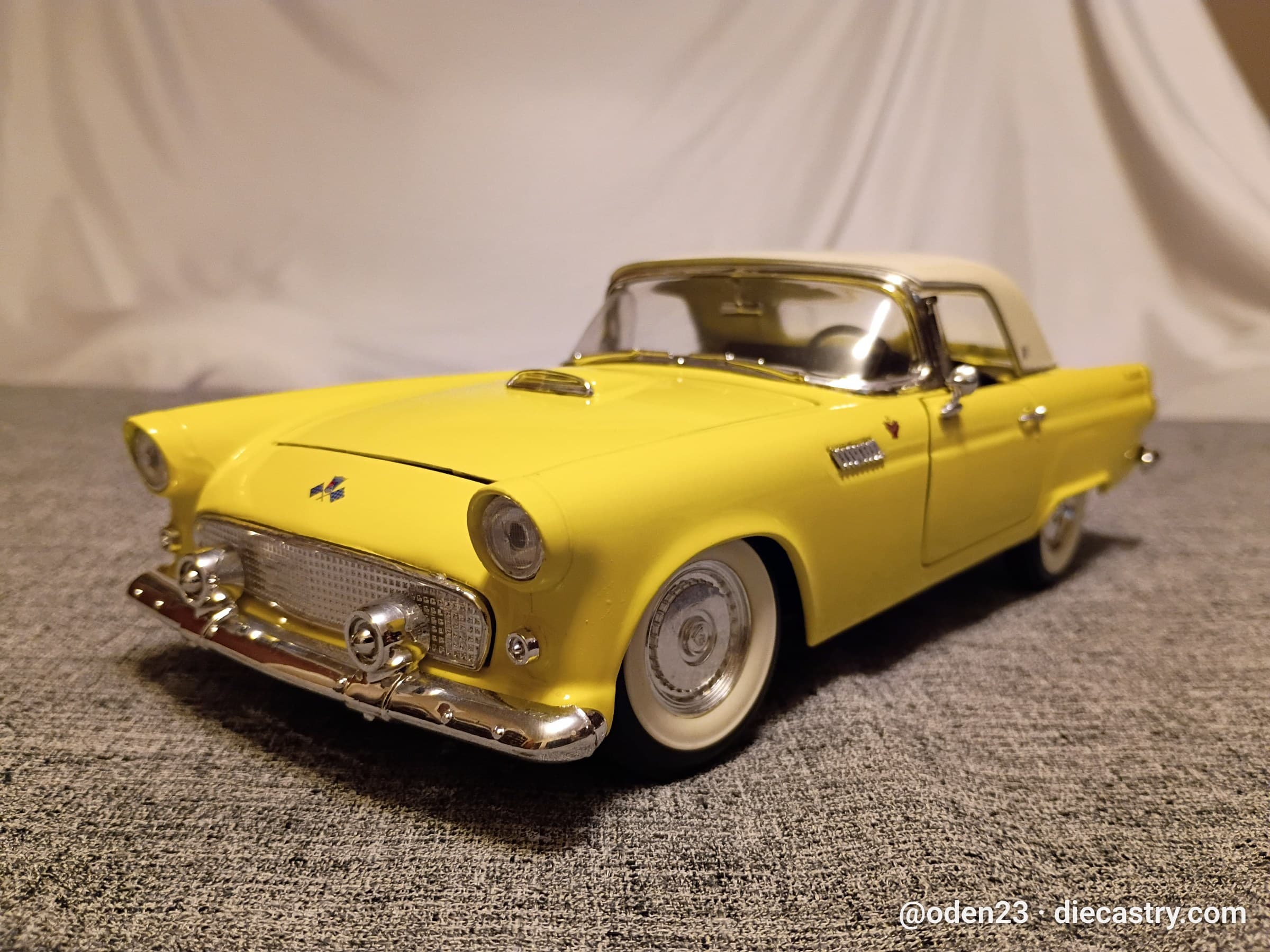 1955 Ford Thunderbird 1:18 scale diecast model by Road Tough in Goldenrod Yellow