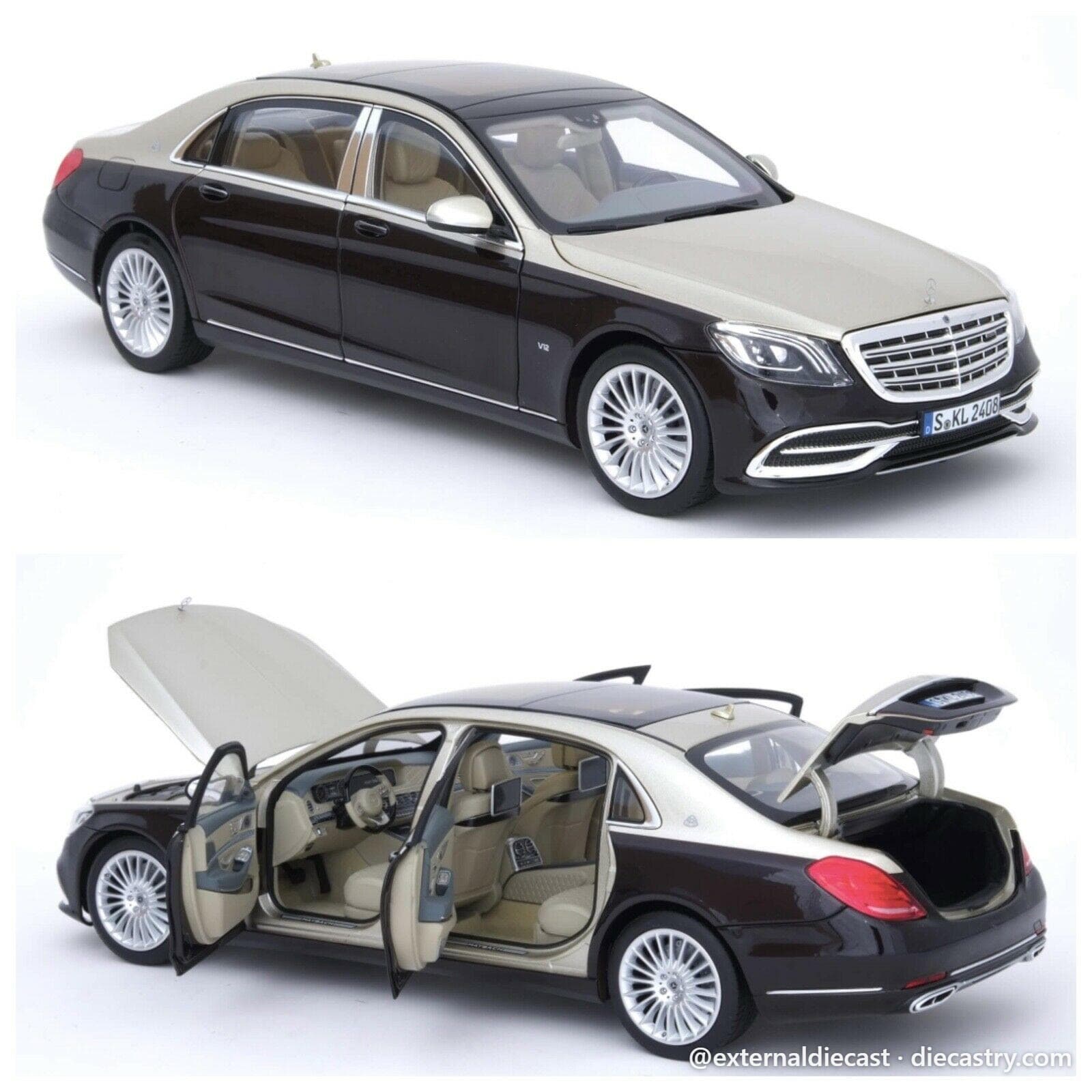 2018 Mercedes-Benz Maybach S650 1:18 scale diecast model by Norev in Black & Silver