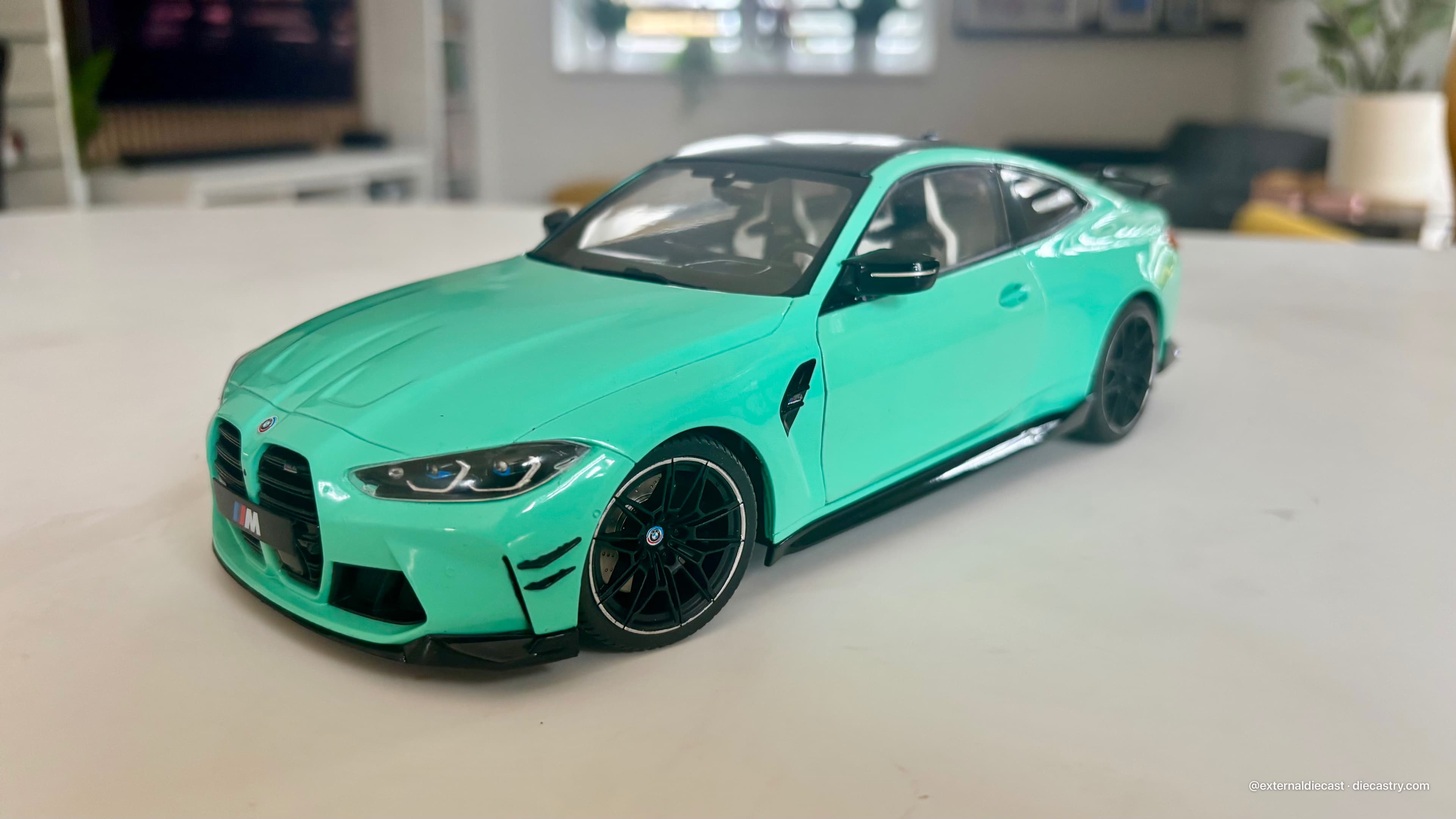 2025 BMW M4 Performance Parts 1:18 scale diecast model by Solido in Turquoise