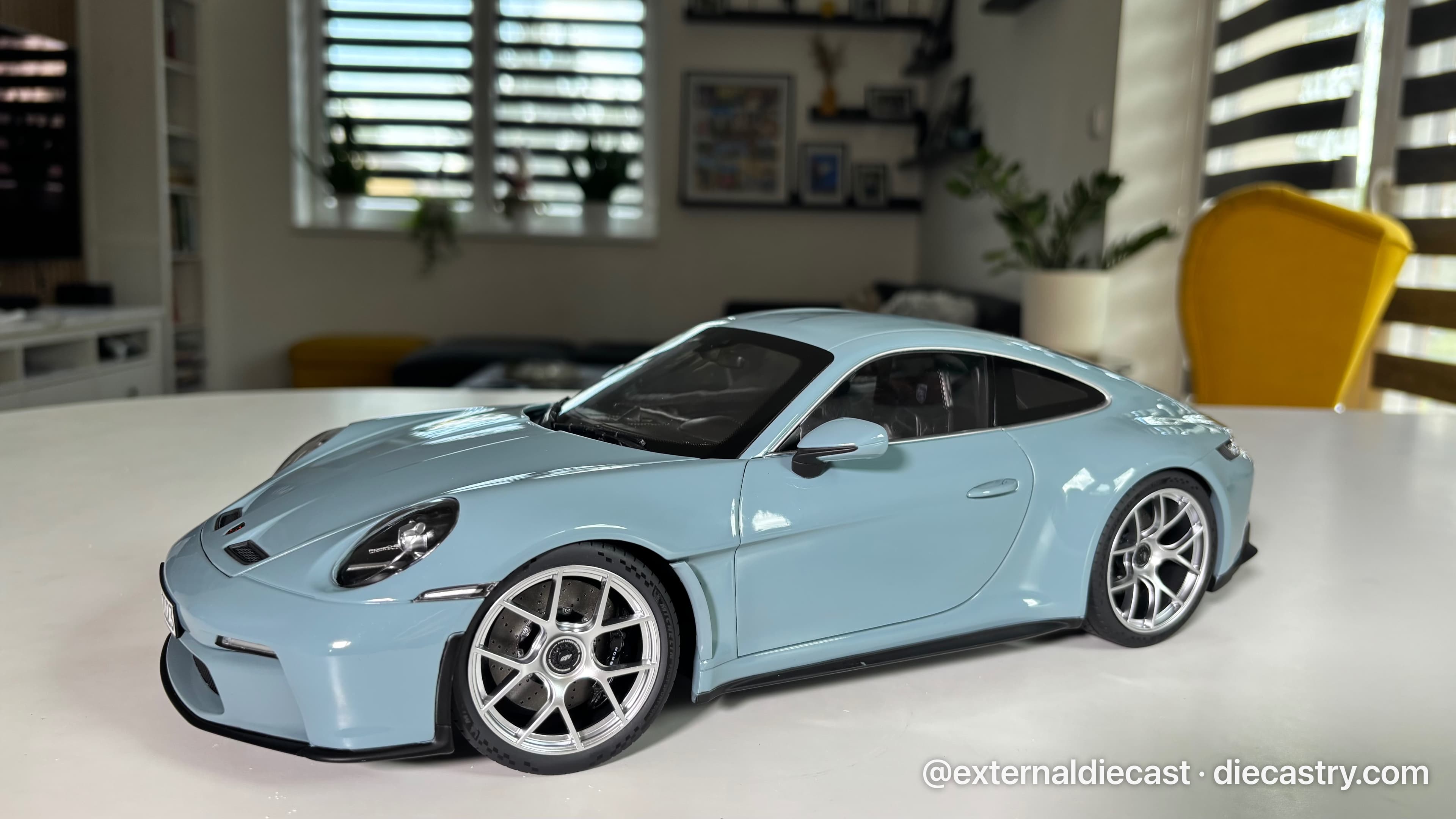 2023 Porsche 911 S/T Bleu Meissen 1:12 scale diecast model by Norev in Meissenblue