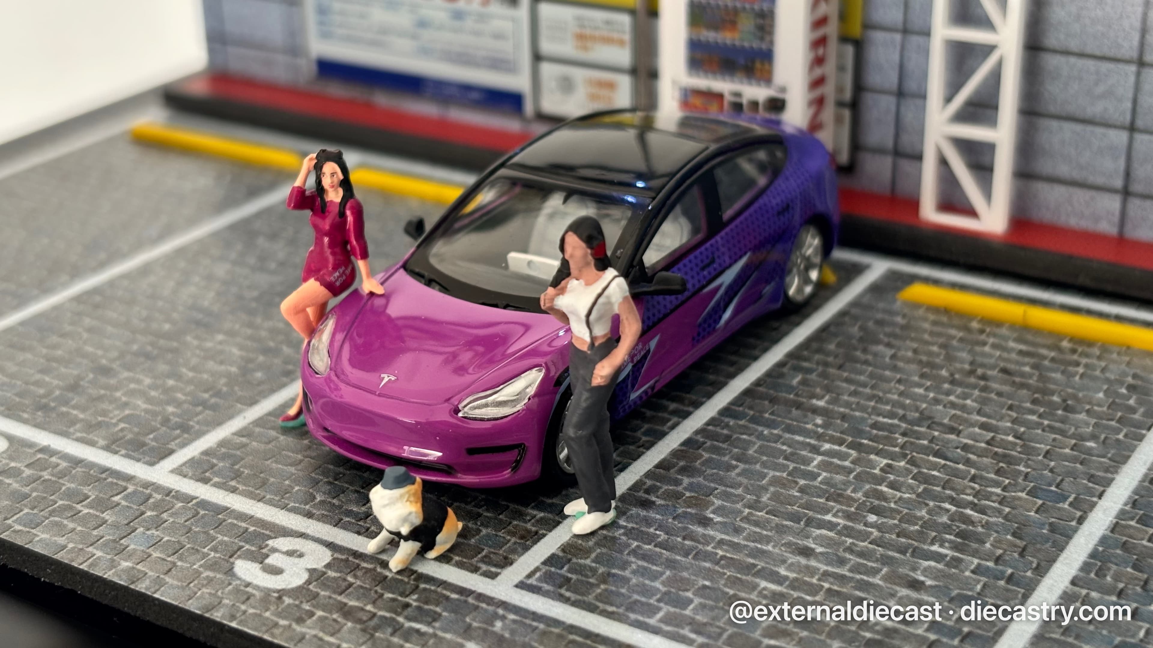 Tesla Model 3 1:64 scale diecast model by TIme Micro in POP Game Coating